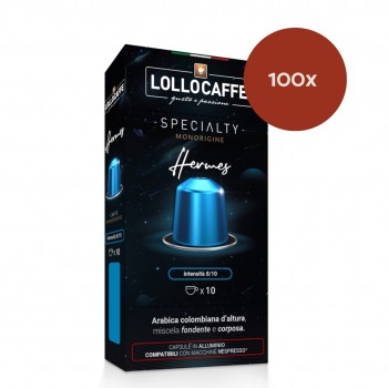 Home 100 Capsules - Lollo Caffè Speciality Hermes - Aluminium capsules Nespresso® compatible LCHERMESNES100