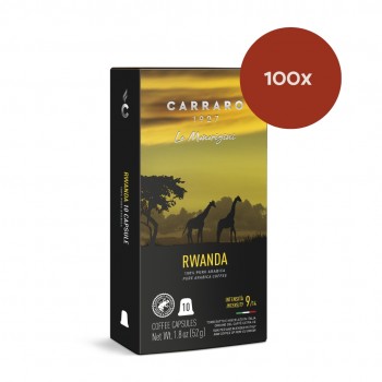 Accueil 100 Capsules compatibles Nespresso® Mono Origine Rwanda - Caffè Carraro 1927 CARRWANES100