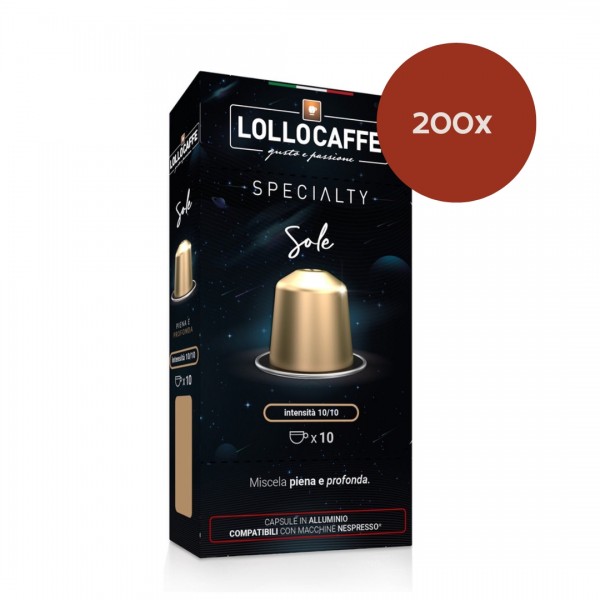 Accueil 200 Lollo Caffè Speciality Sole - Capsules Nespresso® compatibles en Aluminium LCSOLENES200