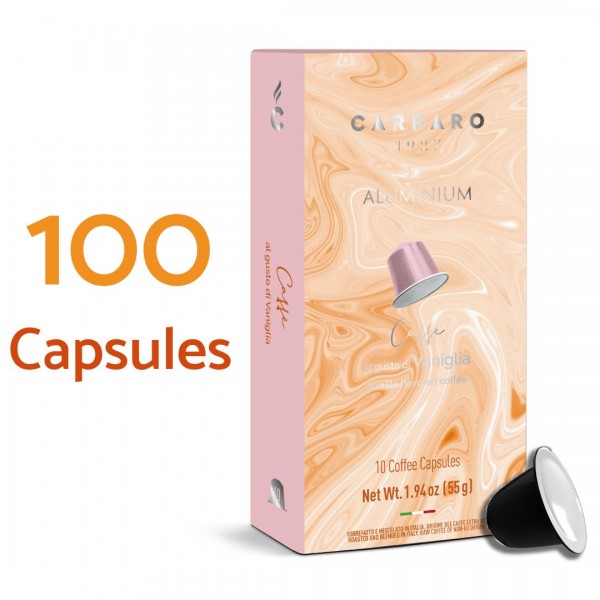 Home Caffè Carraro - Coffee with Vanilla Flavor - 100 aluminum coffee Nespresso ®* compatible CARRAROVANILNES100