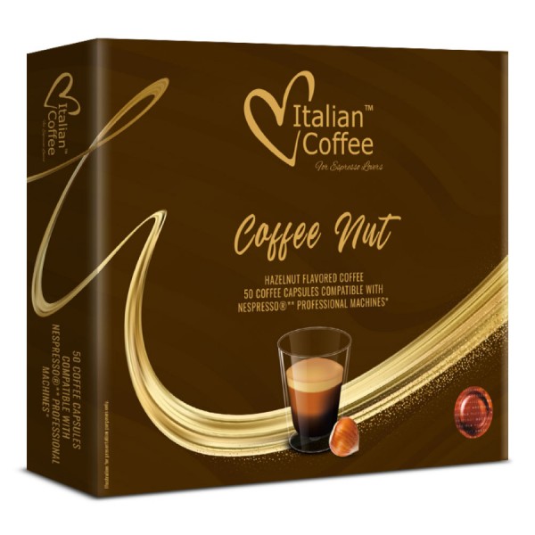 Nespresso® Pro compatible Italian Coffee - 50 Capsules Aromatisées à la Noisette Compatibles Nespresso ® Professional NOCCIOL...