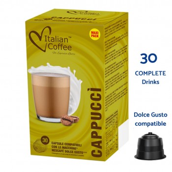 For Dolce Gusto MAXI PACK - 30 Italian Coffee Cappuccino Capsules Compatible with Nescafé® Dolce Gusto® Machines ITCAPPUDG30
