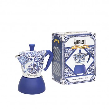 Bialetti Moka Pots Limited Edition Bialetti Moka Express Dolce&Gabbana – Mediterranean Blue for Induction (4 Cups) MOKAXPDG4TIND