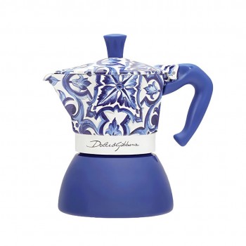 Cafetières Bialetti Cafetière Bialetti Moka Express Dolce & Gabbana – Bleu Méditerranéen pour Induction 4 Tasses MOKAXPDG4TIND