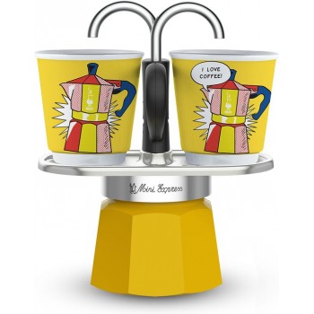 Accueil Bialetti MINI EXPRESS Set Lichtenstein - Cafetière Espresso & Tasses BIALLICHT2T