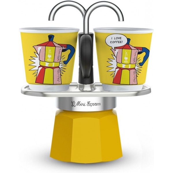 Accueil Bialetti MINI EXPRESS Set Lichtenstein - Cafetière Espresso & Tasses BIALLICHT2T