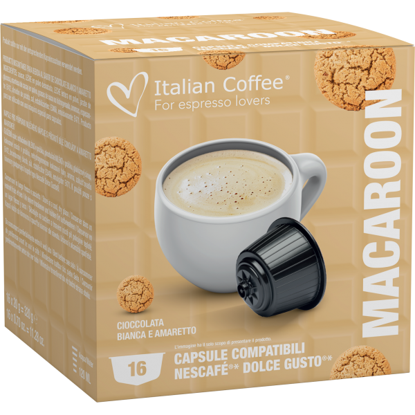 Pour Dolce Gusto Italian Coffee - Macaron pour Dolce Gusto ® (Chocolat blanc et Amaretto) - 16 Capsules ITCOFMACADG